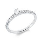 Ring 18 kt WG, 1 Oval 0,11 ct, TW-si, 16 Brill. 0,23 ct, TW-si