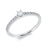 Ring 18 kt WG, 1 Sm.schliff 0,11 ct, TW-si, 16 Brill. 0,24 ct, TW-si