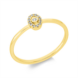Ring 18 kt GG, Fassung rhodiniert, 1 Dia. 0,01 ct, TW-si, 12 Dia. 0,04 ct, TW-si