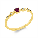 Ring 18 kt GG, 2 Brill. 0,03 ct, TW-si, 2 Brill. 0,02 ct, TW-si, 1 Rubin 0,14 ct rot