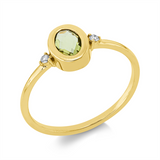 Ring 18 kt GG, 2 Brill. 0,03 ct, TW-si, 1 Peridot 0,40 ct