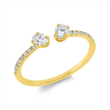 Ring 18 kt GG, 2 Oval 0,30 ct, TW-si, 16 Dia. 0,11 ct, TW-si