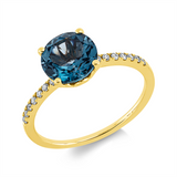 Ring 18 kt GG, 14 Dia. 0,11 ct, TW-si, 1 Topas 2,21 ct Lond. blue