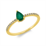 Ring 18 kt GG, 18 Brill. 0,09 ct, TW-si, 1 Smaragd 0,37 ct grün