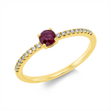 Ring 18 kt GG, 18 Brill. 0,10 ct, TW-si, 1 Rubin 0,27 ct rot