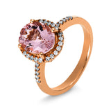 Ring 14 kt RG, 40 Brill. 0,24 ct, TW-si, 1 Morganit 2,56 ct rosé