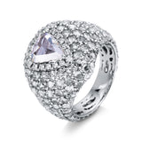 Ring 18 kt WG, 144 Rosen-Schl 3,46 ct, TW-vsi/si, 1 Tropfen 1,23 ct, TW-vsi/si, 17 Brill. 0,18 ct, TW-vsi/si