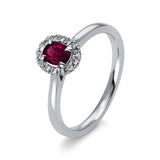 Ring 18 kt WG, 14 Brill. 0,07 ct, TW-si, 1 Rubin 0,42 ct rot
