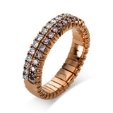 Ring 18 kt RG, Flex-Band, variabel, 15 Brill. 0,38 ct, TW-si, 15 Brill. 0,43 ct, braun