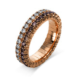 Ring 18 kt RG, Flex-Band, variabel, 35 Brill. 0,98 ct, TW-si, 35 Brill. 0,98 ct, braun