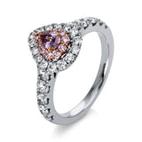 Ring 18 kt WG+RG, 25 Brill. 1,07 ct, TW-si, 1 Tropfen 0,18 ct, pink, 10 Brill. 0,18 ct, pink