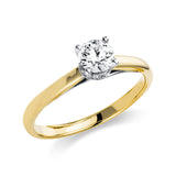 Ring 18 kt WG+GG+PT95, 1 Brill. 0,50 ct, TW-si, 12 Brill. 0,05 ct, TW-si