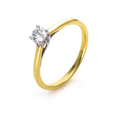 Ring 18 kt WG+GG+PT95, 1 Brill. 0,30 ct, TW-si, 12 Brill. 0,05 ct, TW-si
