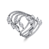 Ring 18 kt WG, 140 Brill. 0,73 ct, TW-si, 10 Nav. 2,01 ct, TW-si