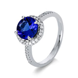 Ring 14 kt WG, 38 Brill. 0,25 ct, TW-si, 1 Tansanit 2,75 ct blau