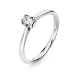 Ring 18 kt WG, 1 Sm.schliff 0,16 ct, TW-si, 6 Bag. 0,04 ct, TW-si