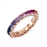Ring 18 kt RG, Flex-Band, variabel, 23 Saphire 2,65 ct fancy