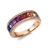 Ring 18 kt RG, 46 Brill. 0,31 ct, TW-si, 16 Saphire 2,20 ct fancy