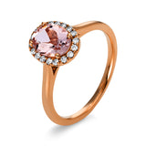 Ring 18 kt RG, 18 Brill. 0,13 ct, TW-si, 1 Morganit 0,90 ct pink