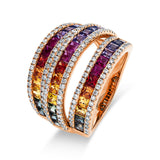 Ring 18 kt RG, 154 Brill. 0,69 ct, TW-si, 38 Saphire 2,78 ct fancy