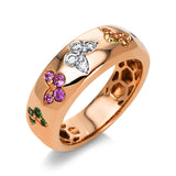 Ring 18 kt RG+WG, 4 Brill. 0,11 ct, TW-vsi, 16 Saphire 0,38 ct fancy