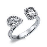 Ring 18 kt WG, 1 Tropfen 0,27 ct, TW-si, 1 Sm.schliff 0,31 ct, TW-si, 48 Brill. 0,32 ct, TW-si