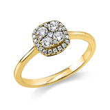 Ring 14 kt GG, 4 Brill. 0,23 ct, TW-si, 25 Brill. 0,12 ct, TW-si