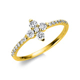 Ring 14 kt GG, 4 Brill. 0,26 ct, TW-si, 1 Brill. 0,01 ct, TW-si, 14 Brill. 0,11 ct, TW-si