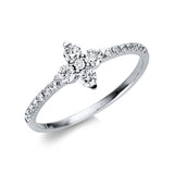 Ring 18 kt WG, 14 Brill. 0,10 ct, TW-si, 1 Brill. 0,02 ct, TW-si, 4 Brill. 0,27 ct, TW-si