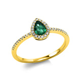 Ring 18 kt GG, 38 Brill. 0,13 ct, TW-si, 1 Smaragd 0,28 ct grün