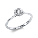Ring 14 kt WG, 1 Brill. 0,13 ct, TW-si, 8 Brill. 0,11 ct, TW-si