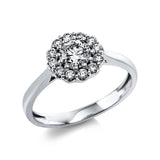 Ring 14 kt WG, 1 Brill. 0,50 ct, TW-si, 12 Brill. 0,28 ct, TW-si
