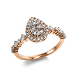 Ring 14 kt RG, 25 Brill. 0,25 ct, TW-si, 11 Brill. 0,49 ct, TW-si, 5 Dia. 0,04 ct, TW-si