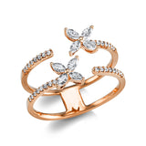 Ring 18 kt RG, 33 Brill. 0,13 ct, TW-vvs, 8 Nav. 0,33 ct, TW-vvs