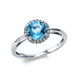 Ring 18 kt WG, 22 Brill. 0,10 ct, TW-si, 1 Topas 1,70 ct blau