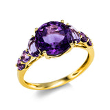 Ring 18 kt GG, 2 Amethyste 0,40 ct, 1 Amethyst 2,80 ct, 4 Amethyste 0,50 ct