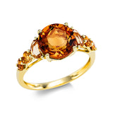 Ring 18 kt GG, 2 Citrin 0,40 ct gelb, 1 Citrin 2,70 ct gelb, 4 Citrin 0,40 ct gelb