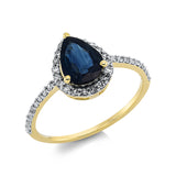 Ring 18 kt GG, Fassung rhodiniert, 38 Brill. 0,21 ct, TW-si, 1 Saphir 1,06 ct blau