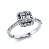 Ring 14 kt WG, 51 Brill. 0,21 ct, TW-vsi/si, 5 Bag. 0,13 ct, TW-vsi/si
