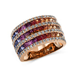 Ring 18 kt RG, 86 Brill. 0,72 ct, TW-si, 45 Saphire 3,28 ct fancy