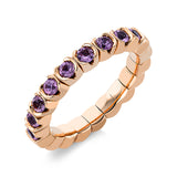Ring 18 kt RG, Flex-Band, variabel, 9 Saphire 0,60 ct lila