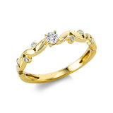 Ring 14 kt GG, 1 Brill. 0,10 ct, TW-si, 6 Brill. 0,05 ct, TW-si