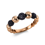 Ring 18 kt RG, Fassung schwarz rhodiniert, 75 Brill. 0,42 ct, schwarz