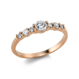 Ring 18 kt RG, 1 Brill. 0,23 ct, TW-si, 6 Brill. 0,20 ct, TW-si