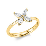 Ring 18 kt GG, 4 Nav. 0,55 ct, F-si