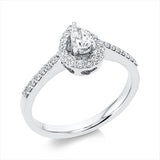 Ring 18 kt WG, 1 Tropfen 0,20 ct, TW-si, 30 Brill. 0,25 ct, TW-si