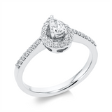 Ring 18 kt WG, 1 Tropfen 0,20 ct, TW-si, 30 Brill. 0,26 ct, TW-si