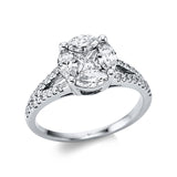 Ring 18 kt WG, 4 Nav. 0,74 ct, TW-si, 1 Princ. 0,26 ct, TW-si, 30 Brill. 0,21 ct, TW-si