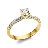 Ring 18 kt GG, 1 Brill. 0,40 ct, TW-si, 72 Brill. 0,32 ct, TW-si