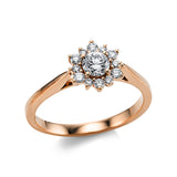 Ring 18 kt RG, 1 Brill. 0,31 ct, TW-si, 12 Brill. 0,19 ct, TW-si